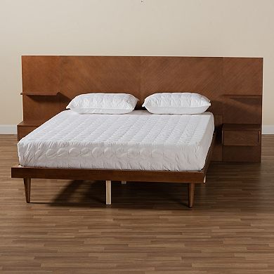 Baxton Studio Graham Platform Storage Bed with Shelves