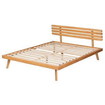 Baxton Studio Joaquin Platform Bed Frame with Slatted Headboard