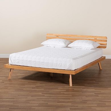 Baxton Studio Joaquin Platform Bed Frame with Slatted Headboard