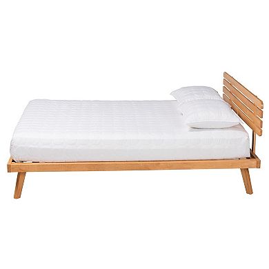 Baxton Studio Joaquin Platform Bed Frame with Slatted Headboard
