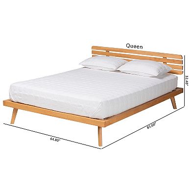 Baxton Studio Joaquin Platform Bed Frame with Slatted Headboard