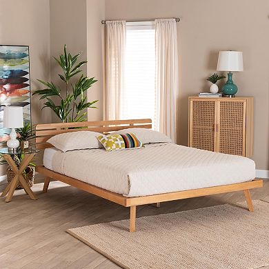 Baxton Studio Joaquin Platform Bed Frame with Slatted Headboard