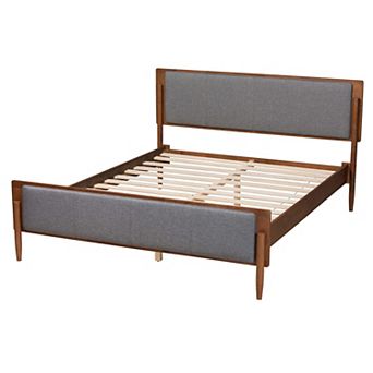 Baxton Studio Powers Platform Bed with Upholstered Headboard