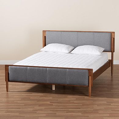 Baxton Studio Powers Platform Bed with Upholstered Headboard