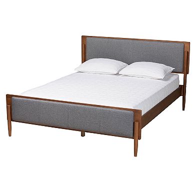 Baxton Studio Powers Platform Bed with Upholstered Headboard