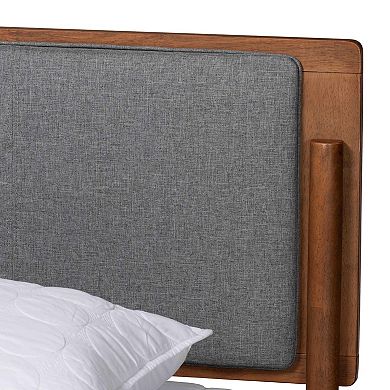 Baxton Studio Powers Platform Bed with Upholstered Headboard