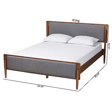 Baxton Studio Powers Platform Bed with Upholstered Headboard