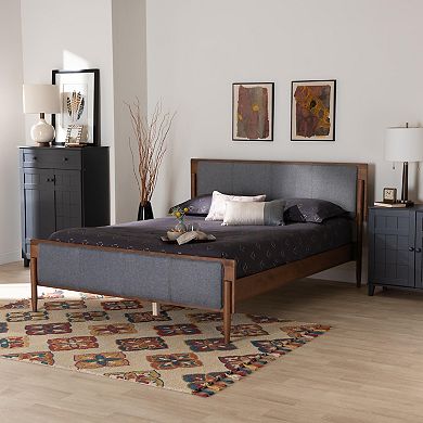 Baxton Studio Powers Platform Bed with Upholstered Headboard