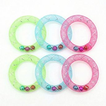 Interactive Mesh Cat Toy Rings with Bell Colorful Lightweight Cat Toys for Indoor Cats 6 Pack