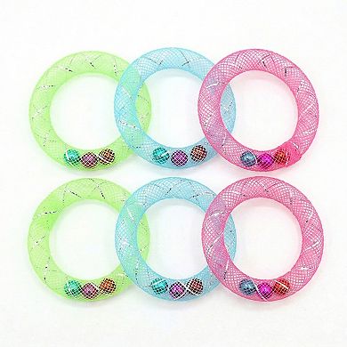 Interactive Mesh Cat Toy Rings with Bell Colorful Lightweight Cat Toys for Indoor Cats 6 Pack