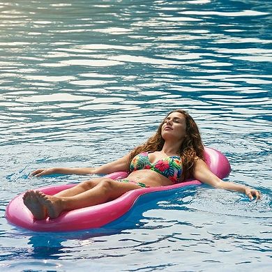 Inflatable Pool Lounge Float with Contoured Reclining Design