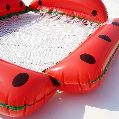 Inflatable Pool Hammock Float with Mesh Center and Pillow Headrest Floating Lounge
