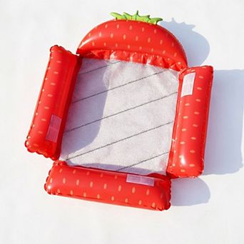 Inflatable Pool Hammock Float with Mesh Center and Pillow Headrest Floating Lounge