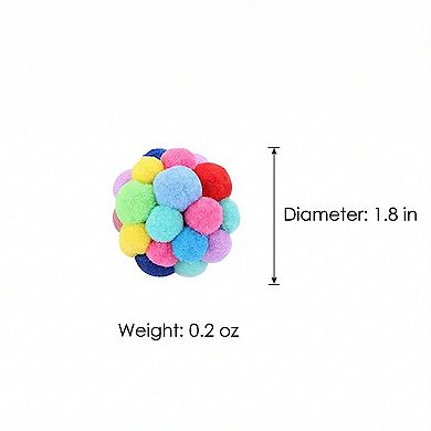 Colorful Plush Cat Toy Balls with Bell Soft Interactive Cat Balls for Indoor Cats 6 Pack