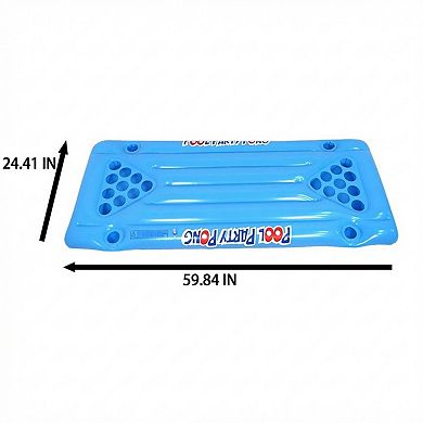 Inflatable Pool Party Pong Game Float with Cup Holders Floating Drinking Game for Pool Parties