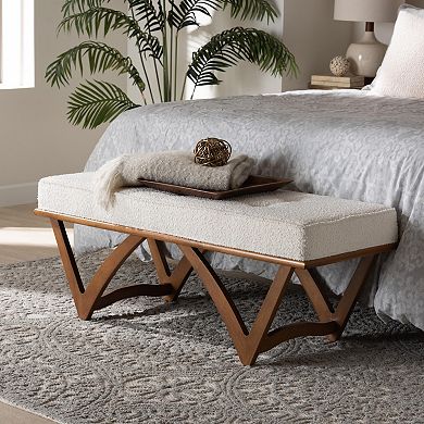 Baxton Studio Chenoa Upholstered Bench with Wood Base