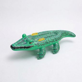 Inflatable Alligator Pool Float Ride On Crocodile Water Toy with Handles for Kids