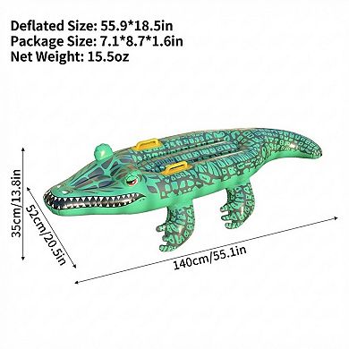 Inflatable Alligator Pool Float Ride On Crocodile Water Toy with Handles for Kids