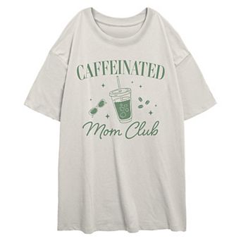 Juniors' Caffeinated Mom Club Oversized Graphic Tee