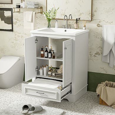 ELEMENT ACE Modern Freestanding Bathroom Vanity with Ceramic Sink and Storage Cabinet