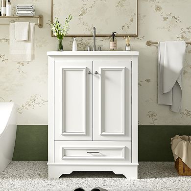 ELEMENT ACE Modern Freestanding Bathroom Vanity with Ceramic Sink and Storage Cabinet