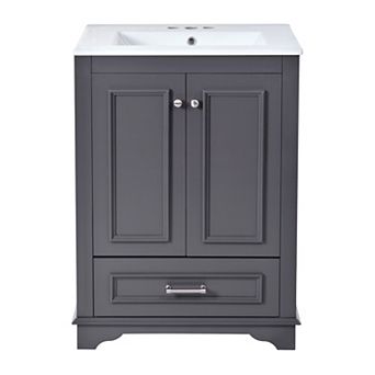 ELEMENT ACE Modern Freestanding Bathroom Vanity with Ceramic Sink and Storage Cabinet