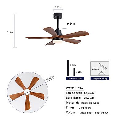 ELEMENT ACE 42 Inch Outdoor Ceiling Fan with Integrated LED Light and Remote Control