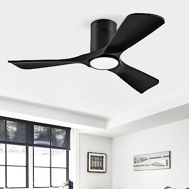 ELEMENT ACE Modern Flush Mount Ceiling Fan with Integrated LED Light and Remote Control