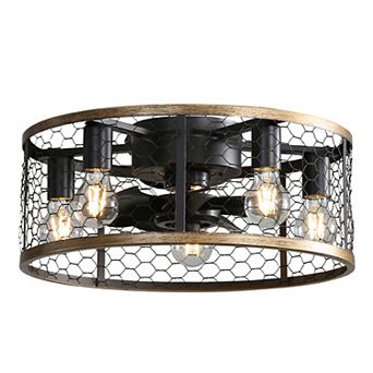 ELEMENT ACE 20 Inch Industrial Caged Ceiling Fan with Remote Control and Reversible DC Motor