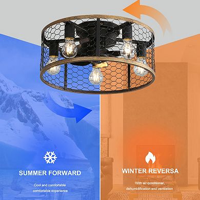 ELEMENT ACE 20 Inch Industrial Caged Ceiling Fan with Remote Control and Reversible DC Motor