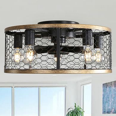 ELEMENT ACE 20 Inch Industrial Caged Ceiling Fan with Remote Control and Reversible DC Motor