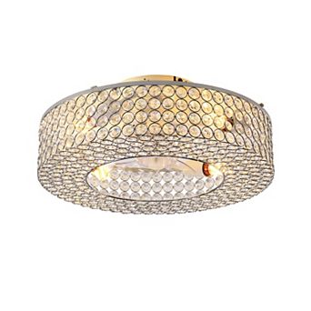 ELEMENT ACE Crystal Flush Mount Ceiling Fan with Light and Remote Control