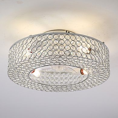 ELEMENT ACE Crystal Flush Mount Ceiling Fan with Light and Remote Control