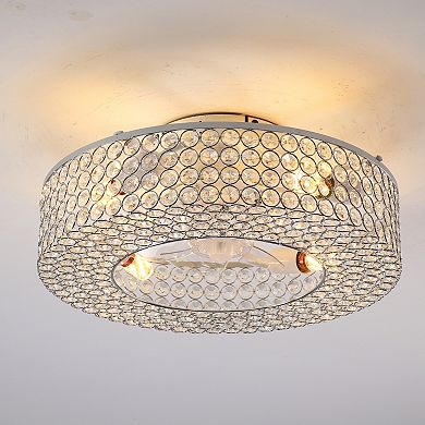 ELEMENT ACE Crystal Flush Mount Ceiling Fan with Light and Remote Control