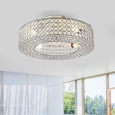 ELEMENT ACE Crystal Flush Mount Ceiling Fan with Light and Remote Control