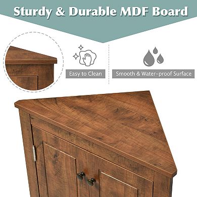 ELEMENT ACE Corner Storage Cabinet with Adjustable Shelves - Freestanding Floor Furniture