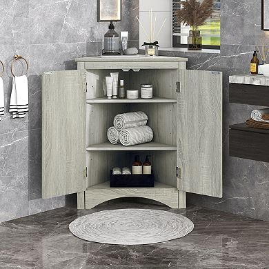 ELEMENT ACE Corner Storage Cabinet with Adjustable Shelves - Freestanding Floor Furniture