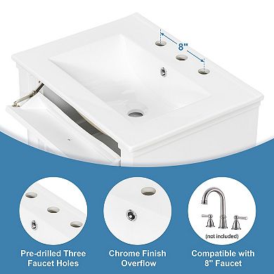 ELEMENT ACE Freestanding Bathroom Vanity with Ceramic Sink and Storage Drawers