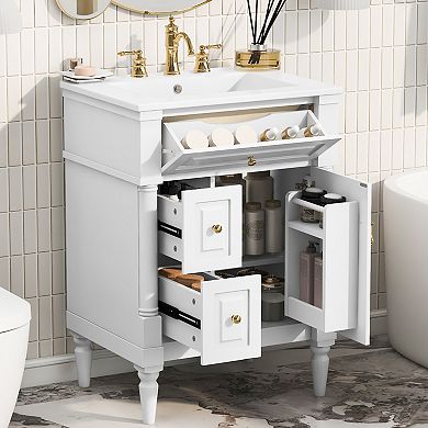 ELEMENT ACE Freestanding Bathroom Vanity with Ceramic Sink and Storage Drawers