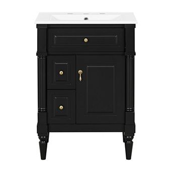 ELEMENT ACE Freestanding Bathroom Vanity with Ceramic Sink and Storage Drawers
