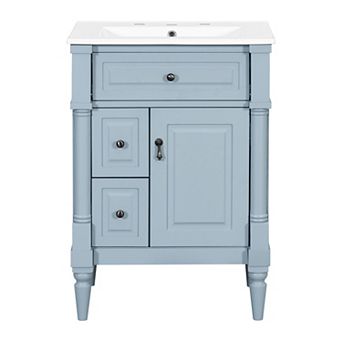 ELEMENT ACE Freestanding Bathroom Vanity with Ceramic Sink and Storage Drawers