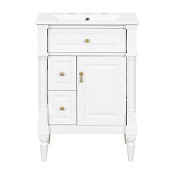 ELEMENT ACE Freestanding Bathroom Vanity with Ceramic Sink and Storage Drawers