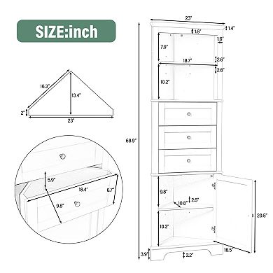 ELEMENT ACE Tall Corner Storage Cabinet with Drawers and Adjustable Shelves