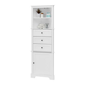 ELEMENT ACE Tall Corner Storage Cabinet with Drawers and Adjustable Shelves