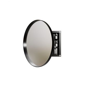 ELEMENT ACE Round Metal Framed Medicine Cabinet with Mirror and Adjustable Shelves
