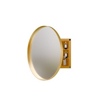 ELEMENT ACE Round Metal Framed Medicine Cabinet with Mirror and Adjustable Shelves