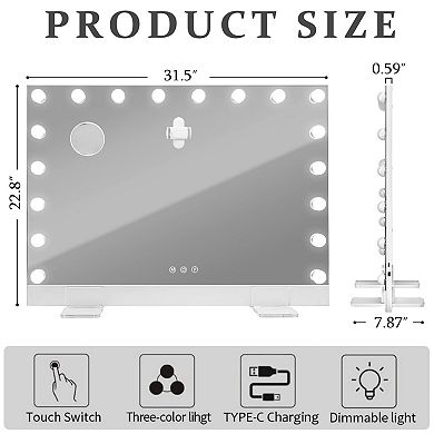 ELEMENT ACE Large Hollywood Vanity Mirror with LED Lights and Remote Control