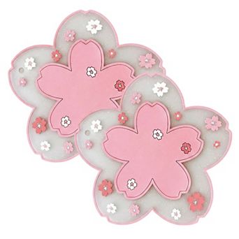 2 pc Cherry Blossom Flower Shaped Decorative Coaster Mat