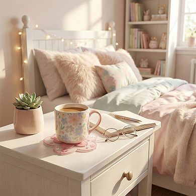 2-PC Cherry Blossom Flower Shaped Decorative Coaster Mat