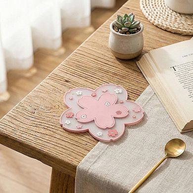 2-PC Cherry Blossom Flower Shaped Decorative Coaster Mat